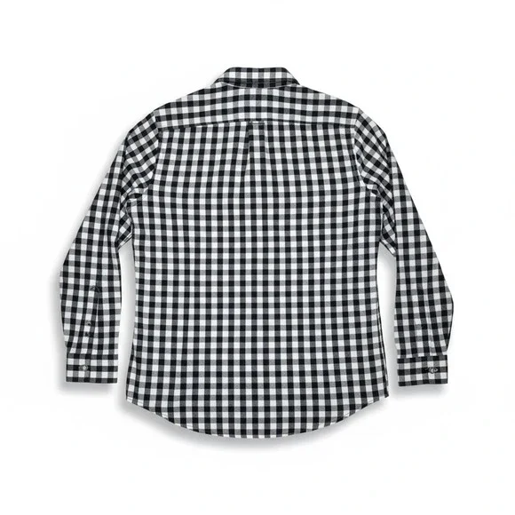 Kennedy Mfg Co Black White Gingham Check Plaid Long Sleeve Button Up Shirt Men L - Picture 3 of 8